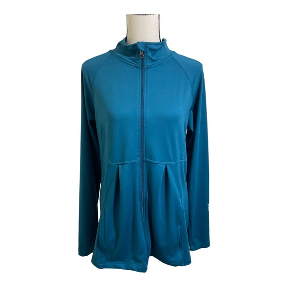 Tek Gear yoga jacket zipper front high neck zip pockets size Large Blue … - Picture 1 of 13